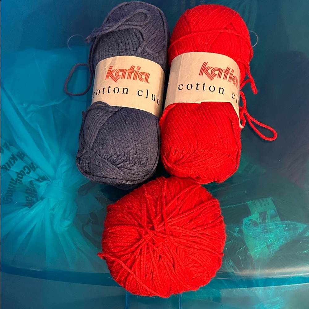 Katia Cotton Club Yarn Skeins - Red & Blue